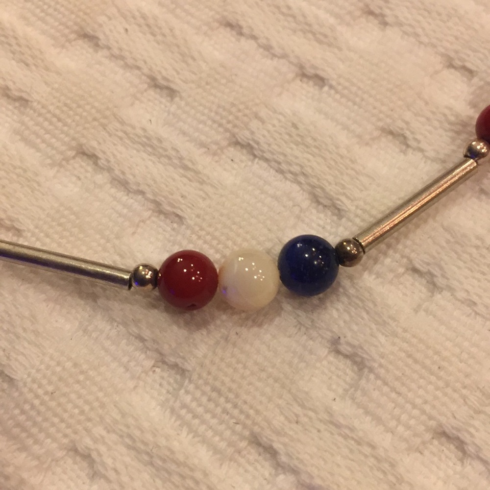 Lapis coral and moonstone sterling silver choker - Picture 4 of 5